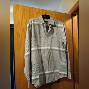 Mens Bugatchi Shirt Long Sleeve Classic Fit Cotton Medium Dress Shirt